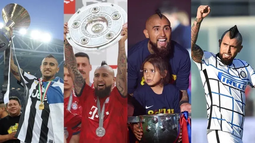 Arturo Vidal celebrando en su paso por los diferentes equipos europeos en los que estuvo