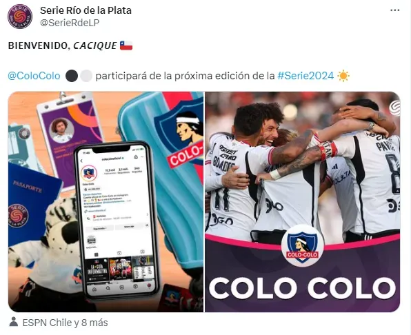 Colo Colo confirmado en el torneo Serie Río de la Plata 2024.