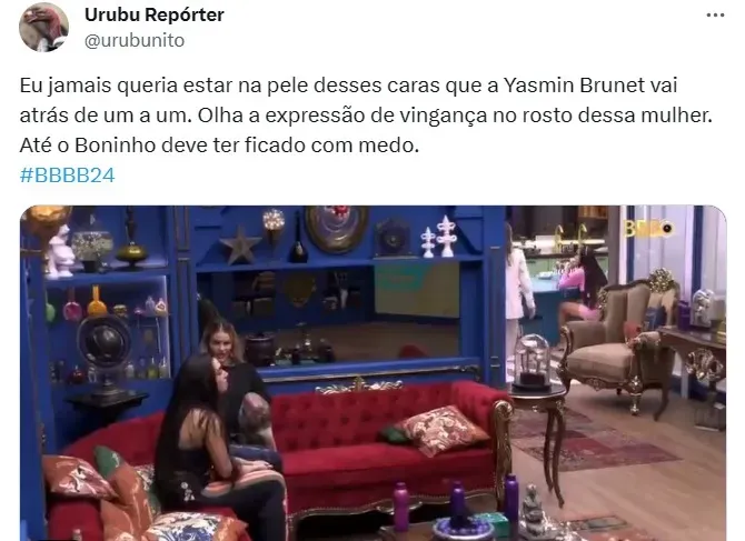 web reage sobre falas de Yasmin