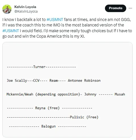 My Copa America lineup