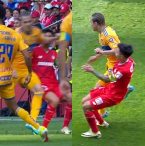 Sebastián Córdova fue expulsado en el primer tiempo ante Toluca (Captura)