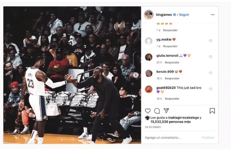 El adiós de Lebron James a Kobe Bryant (Fuente: @kingjames)
