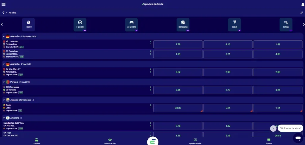 O site da Esportes da Sorte apostas possui um layout intuitivo