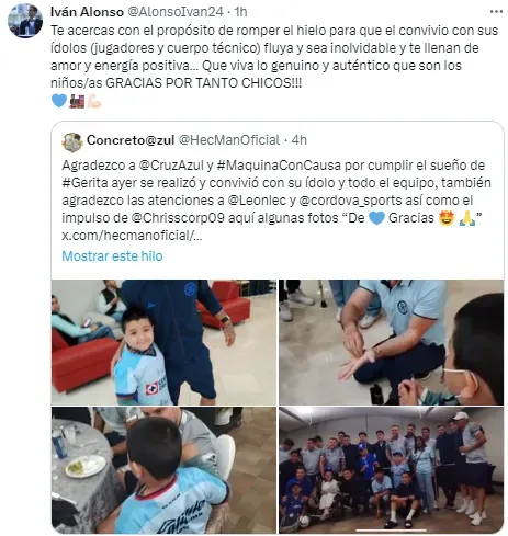 El mensaje de Iván Alonso tras la acción solidaria. (@AlonsoIvan24)