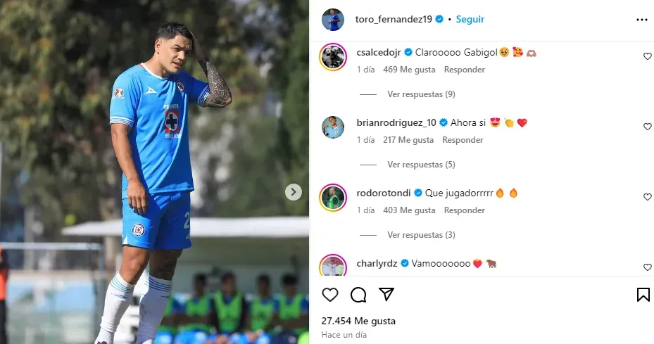 Reaccción de Brian Rodríguez en Instagrm