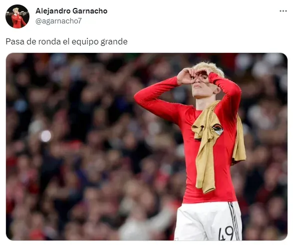 La provocación de Alejandro Garnacho al Barcelona en Twitter.