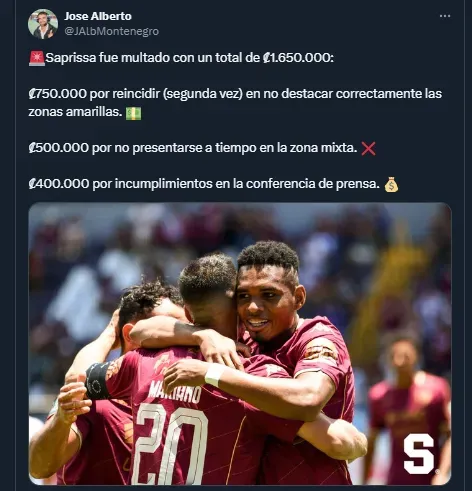 Jose Alberto Montenegro en su cuenta oficial de X
