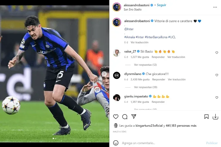 Arturo Vidal le dio “like” a la publicación de su excompañero en el Inter.