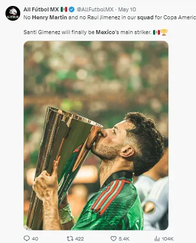 Henry Martin has been omitted from the Mexico squad, generating opportunities for others.