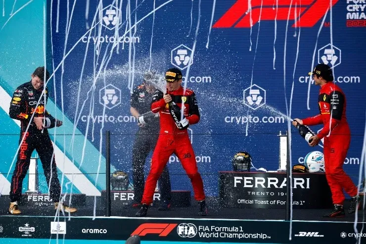 Pódio no GP de Miami. Foto: Getty Images