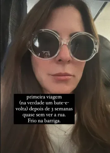 Ana Paula viajando sozinha após acidente do marido. Reprodução/Instagram oficial de Ana Paula Padrão