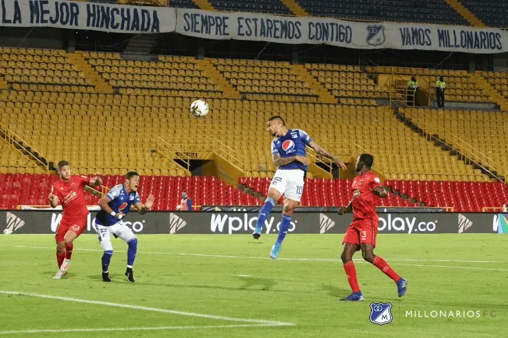 Así fue el remate de cabeza de Cristian Arango para que Millos venciera a Patriotas (Twitter: Millonarios)