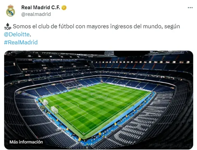 Real Madrid celebra ser el club de fútbol con mayores ingresos del mundo.