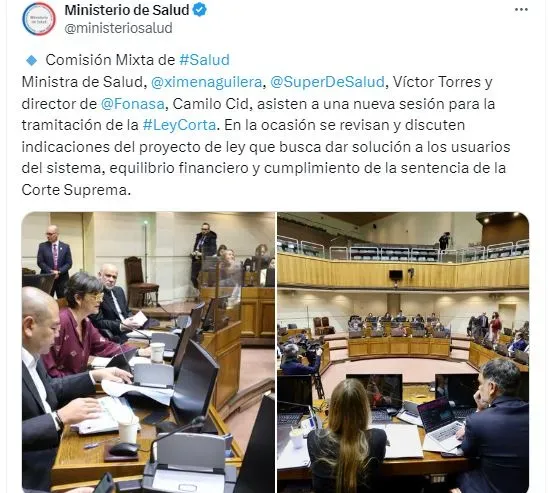 Discusión de hoy con la ministra de Salud en el Congreso. Foto: Twitter Minsal.