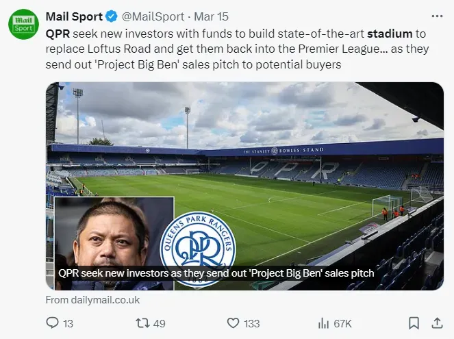 QPR are seeking investors