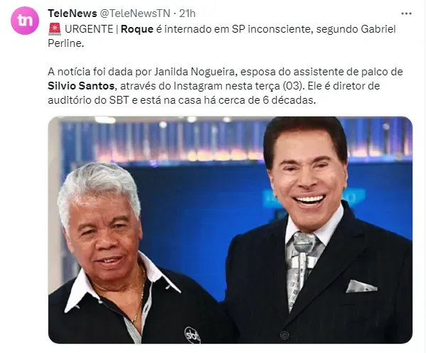 Roque, braço direito de Silvio Santos, é hospitalizado em São Paulo