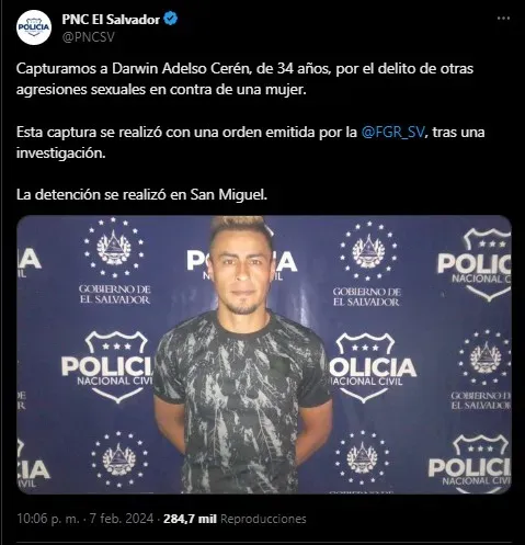 Jugador de El Salvador fue capturado. (Foto: X / @PNCSV)