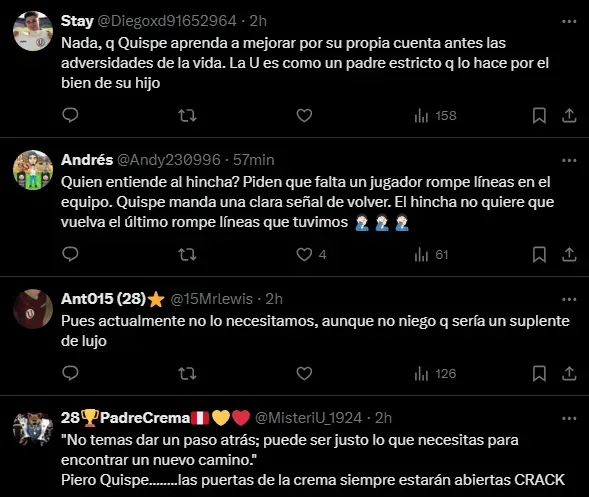 Hinchas de Universitario divididos (Foto: X).