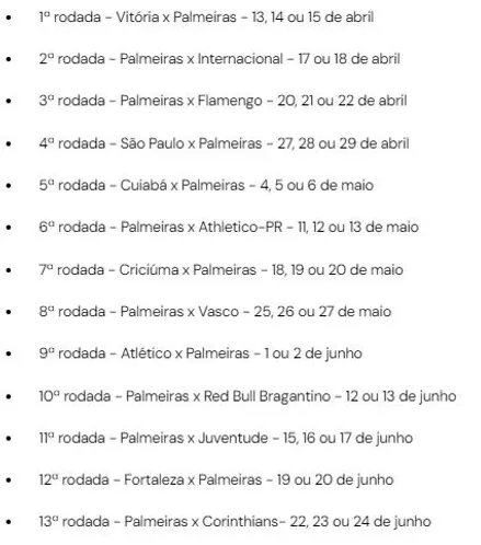 CBF divulga tabela do Brasileirão Série A; veja contra quem o Palmeiras vai  jogar e datas de clássicos