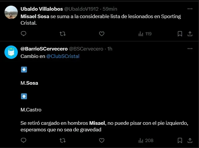 Comentarios sobre la lesión de Misael Sosa en el Ayacucho FC 1-4 Sporting Cristal.