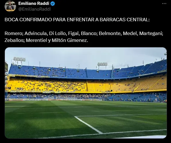 Formación confirmada de Boca.