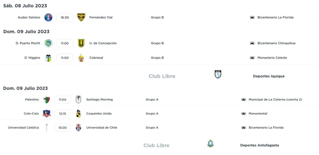 La programación definitiva de la fecha 1. | Campeonatochileno.cl