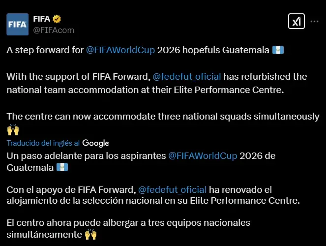 El tuit publicado por la FIFA este lunes 17 de febrero.