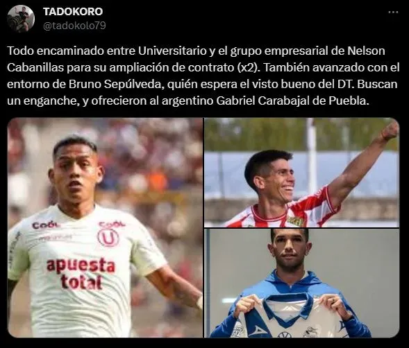 Información reciente de Universitario de Deportes. (Foto: Twitter).