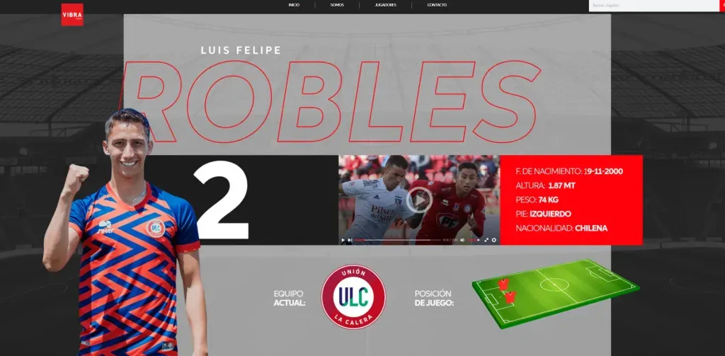La presentación de Felipe Robles en el sitio web de Vibra Fútbol. (Captura).