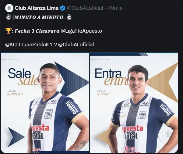 Fuente: Alianza Lima