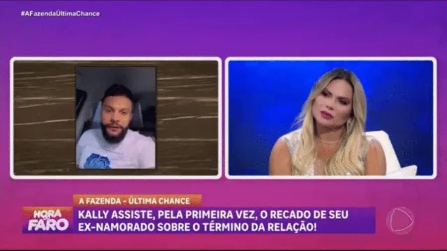 Kally Fonseca assiste declaração do ex-namorado pela primeira vez na TV – Foto: Hora do Faro/Reprodução