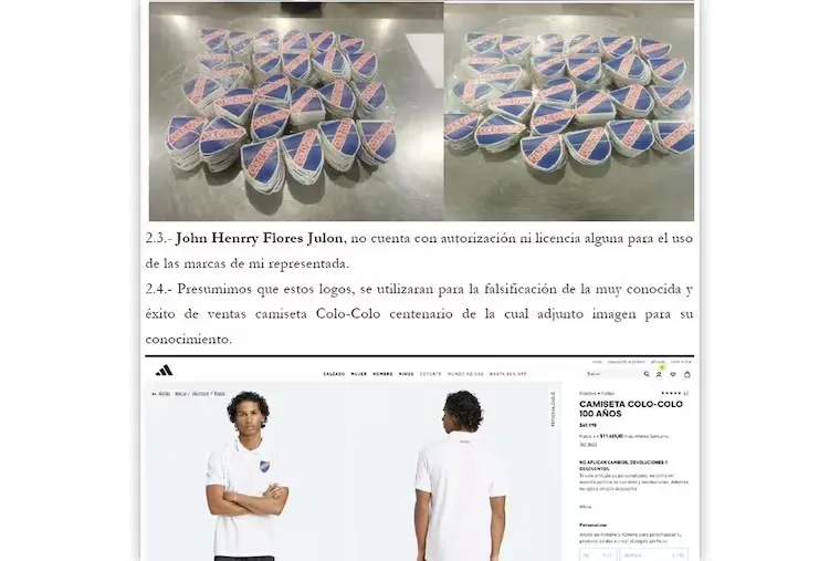 El documento donde Colo Colo identificó el ingreso de los logos al país. | Foto: Diario Financiero.
