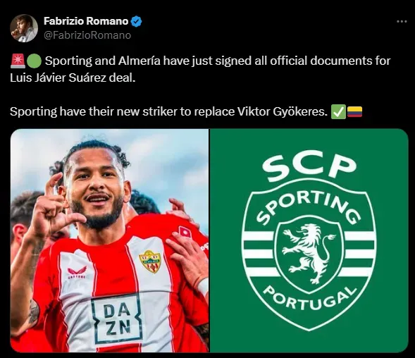 Luis Suárez al Sporting CP (Foto: X).