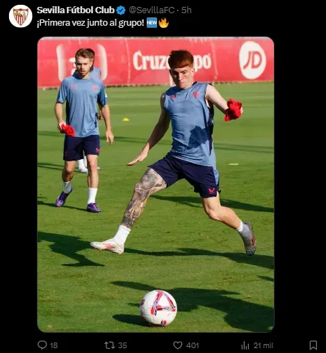 Barco ya entrena en Sevilla.