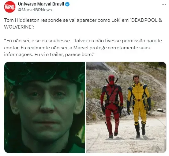 Tom Hiddleston comenta se Loki vai aparecer em Deadpool & Wolverine