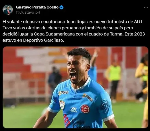 El presente deportivo de Joao Rojas en Perú. (Foto: Twitter).