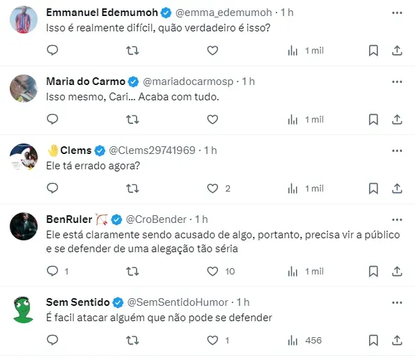 Internautas comentam sobre vídeo de Cariúcha – Foto: Twitter