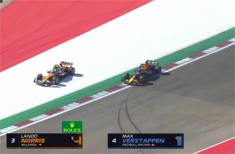 El adelantamiento de Lando Norris a Max Verstappen en COTA