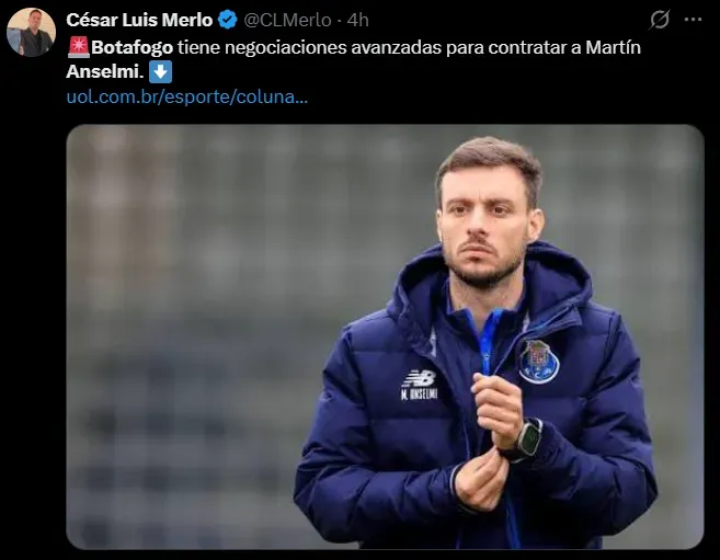 Anselmi, cerca de Botafogo. (@CLMerlo)