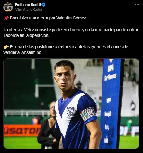 Boca va por Valentín Gómez.