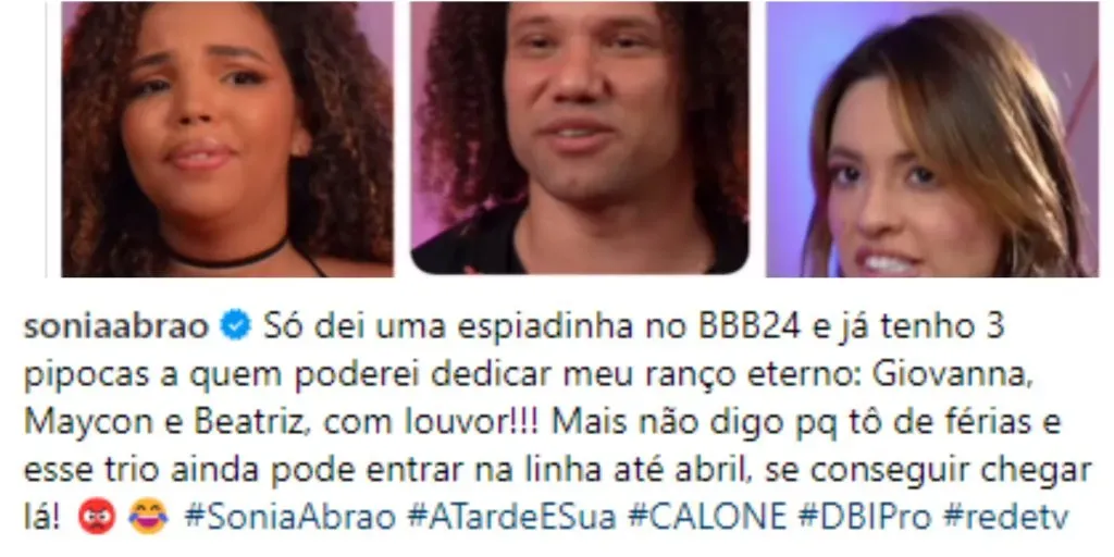 Sonia Abrão comenta sobre o BBB 24 – Foto: Reprodução/Instagram de Sonia Abrão