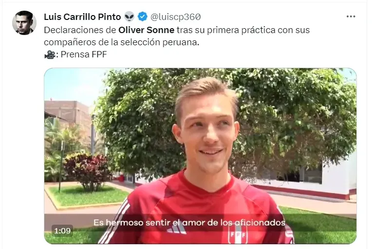 Perú vs Chile: Oliver Sonne declarando en Videna. | Créditos: Federación Peruana de Fútbol.