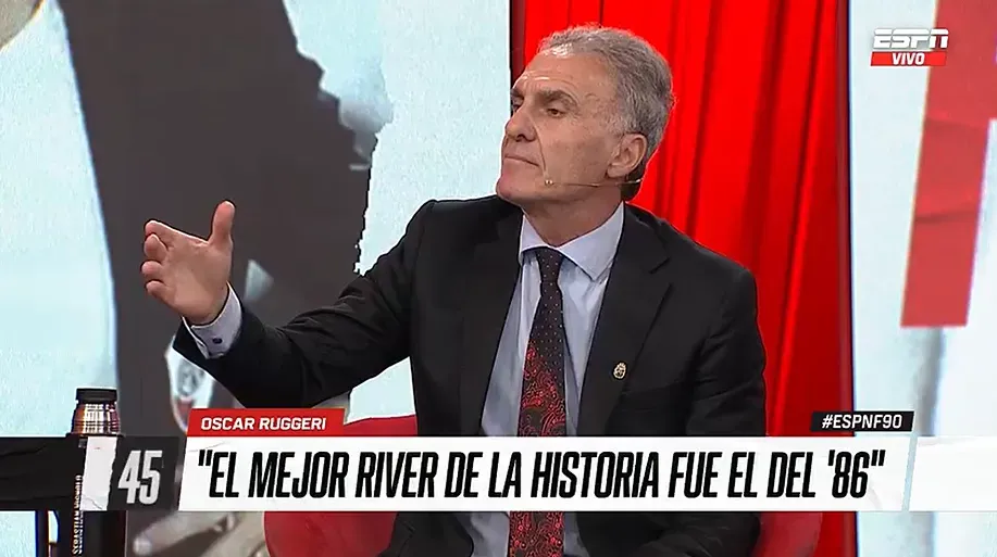 Ruggeri, sin rodeos en ESPN F90. (Captura)