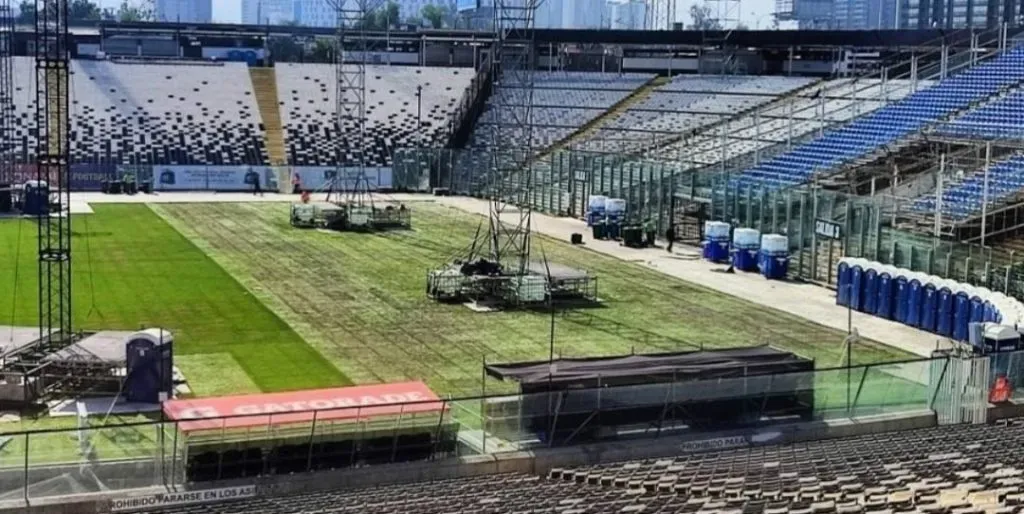 Estado de la cancha en el estadio Monumental. Crédito: ADN.