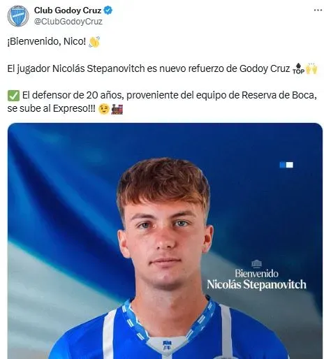 Nicolás Stepanovich, nuevo refuerzo de Godoy Cruz.