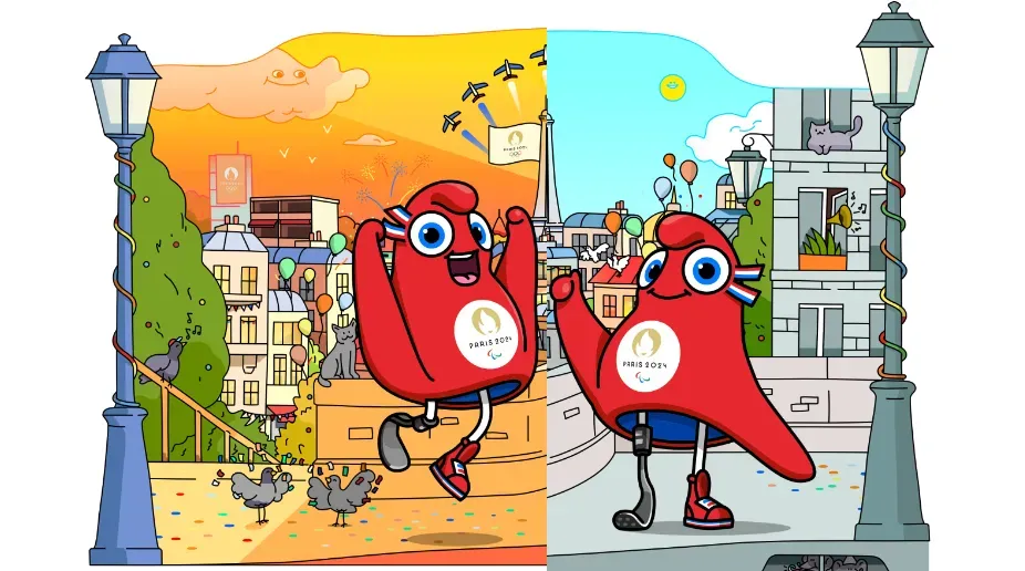 Ellas con las Phryges, las mascotas oficiales de las Olimpiadas de París 2024. Imagen: Olympics.com.