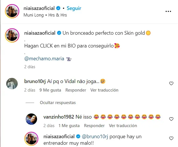 El comentario con el que la mujer de Arturo Vidal le pegó a Jorge Sampaoli. Instagram.