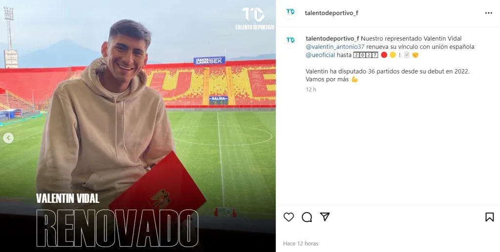 Valentín Vidal puso la firma. (Captura Instagram).