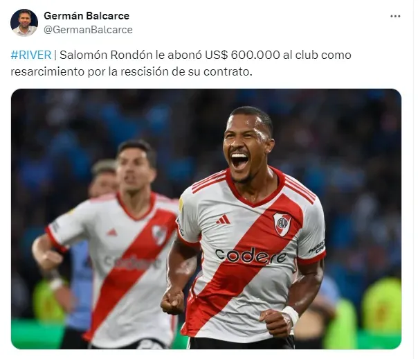 El posteo de Germán Balcarce.