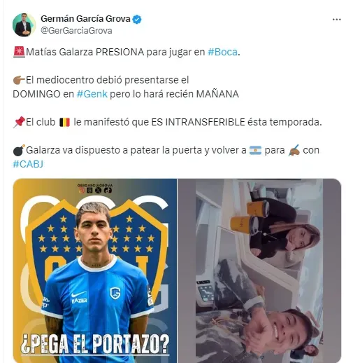 Galarza presiona para jugar en Boca. (Germán García Grova)